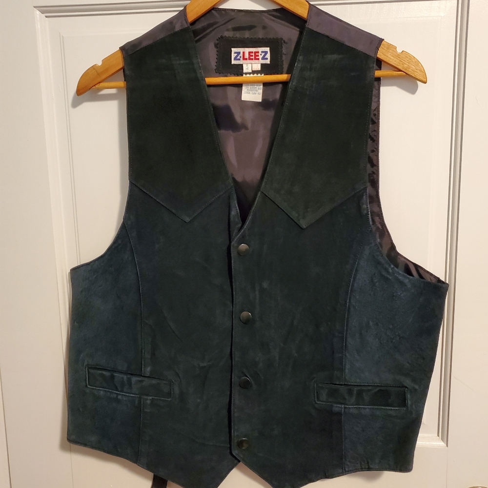 Men's Vintage Dark Blue Suede Vest